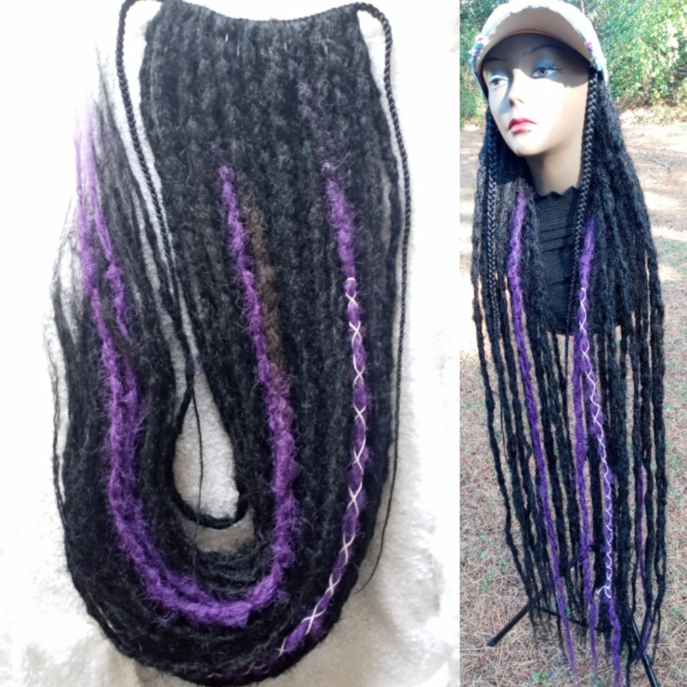Handmade Long Black purple ombre Loc extensions